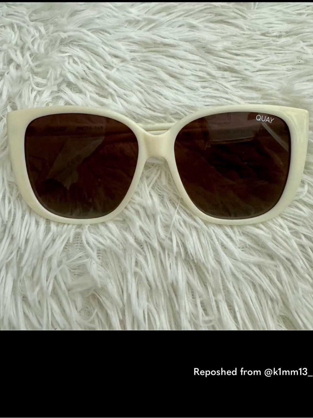 Quay Australia White Frame Black Lens Oversized Sunglasses